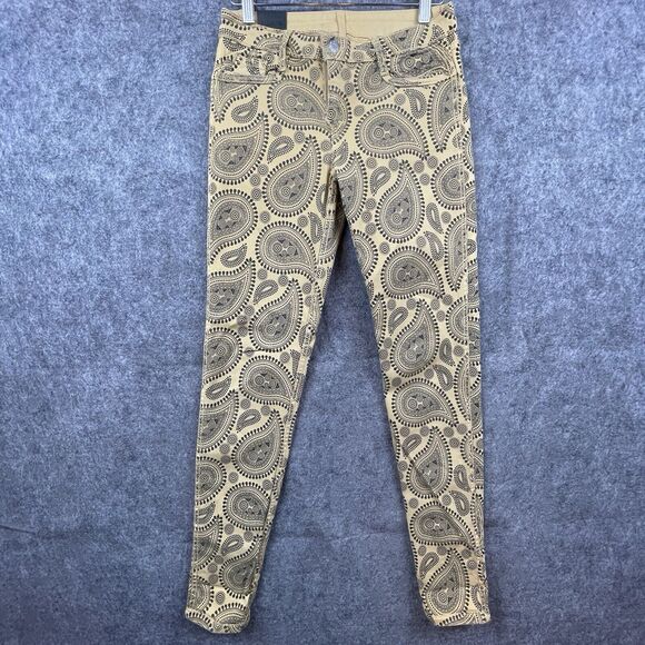 Bleulab Jeans Womens Small Reversible Beige Paisley Jegging Skinny Y2K 90s - Picture 2 of 12